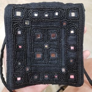 Crossbody Embroidered Beaded Mirrored Purse